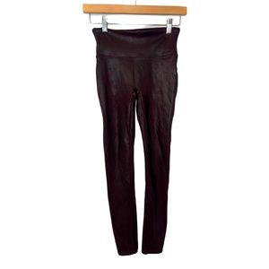 Spanx Oxblood Maroon Ankle Length Faux Leather Legging Size Small